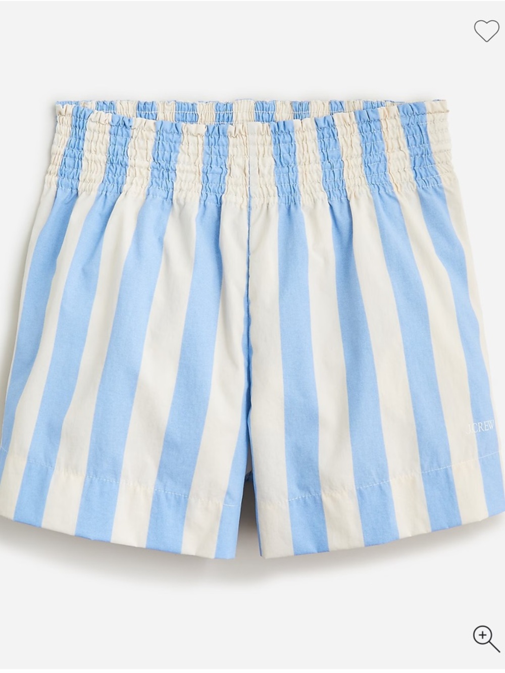 J. Crew Women’s Smocked Beach Shorts in Blue Stripe - Small